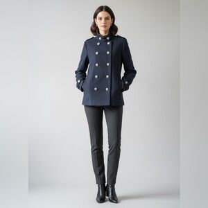 Elegant Navy Women's Pea Coat